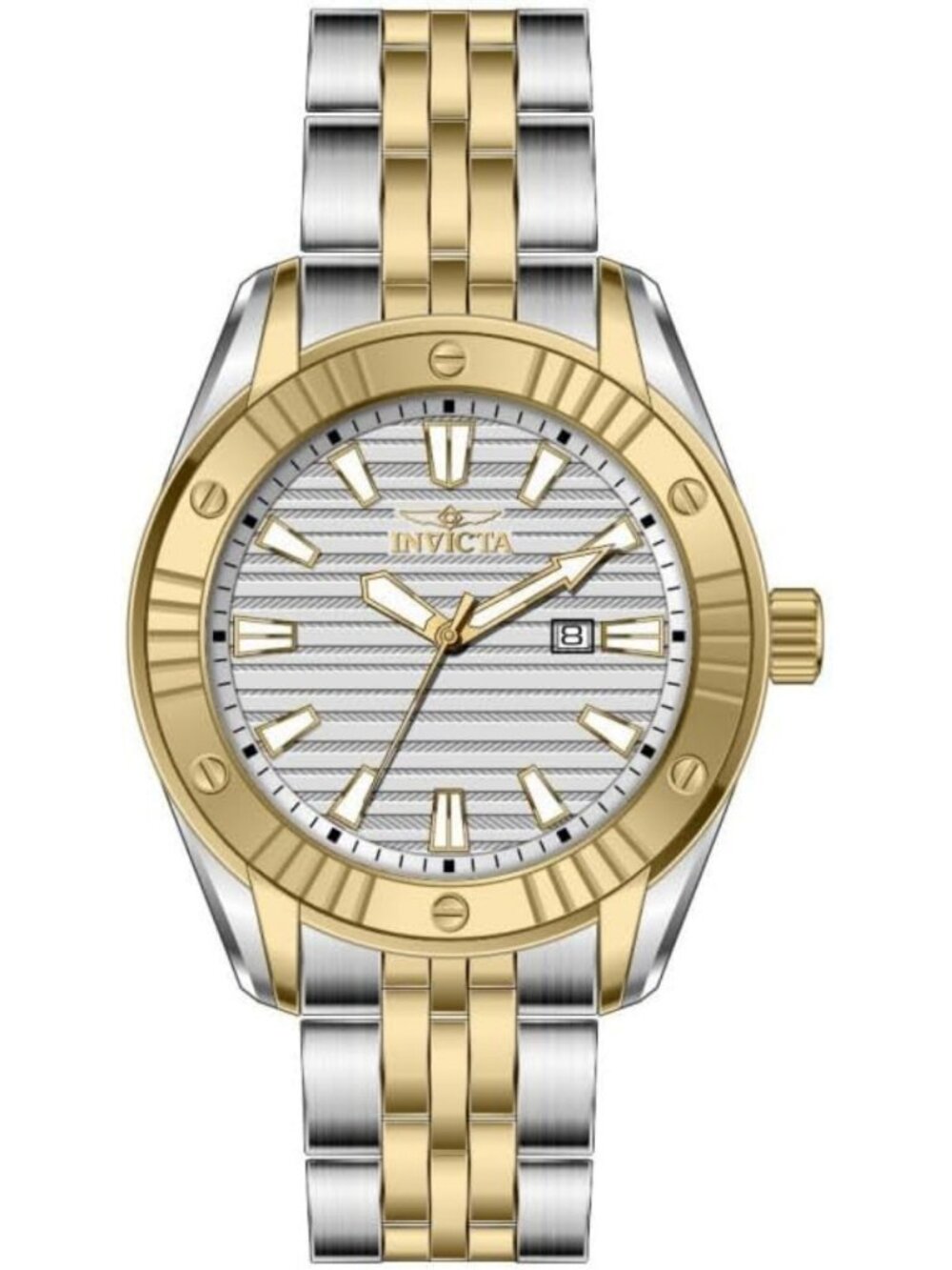 Elegant 47.5mm Stainless Steel Gold & Silver Watch with Quartz Movement, PC32